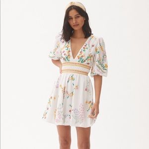Anthropologie Deep V Floral Mini Dress
